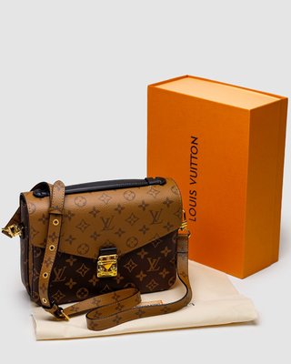 Женская сумка Louis Vuitton Pochette Metis Shoulder Bag Brown Leather Monogram Reverse Coated Premium фото