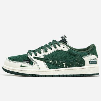 Женские и мужские баскетбольные кроссовки Nike SB Air Jordan 1 Low x Travis Scott x Gucci x Supreme (Original Box) фото