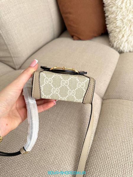 Жіноча сумка Gucci Horsebit 1955 Mini Bag Beige Premium фото