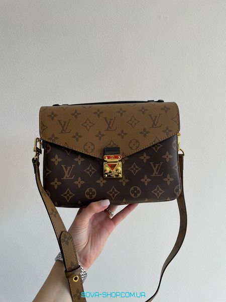 Жіноча сумка Louis Vuitton Pochette Metis Shoulder Bag Brown Leather Monogram Reverse Coated Premium фото