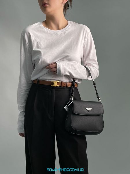 Женская сумка Prada Cleo Brushed Leather Mini Bag Black Premium фото