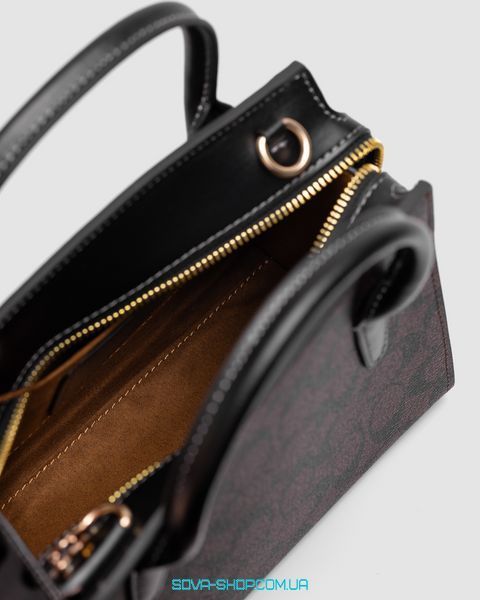 Жіноча сумка Coach Andrea Carryall In Signature Canvas Brown Black Premium фото