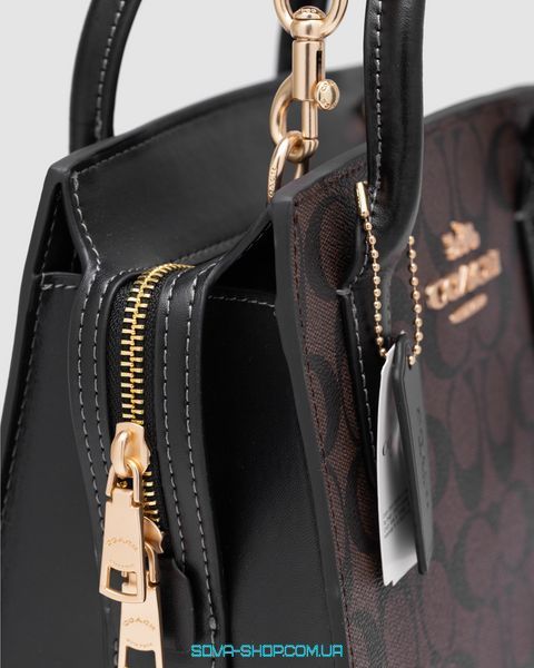 Жіноча сумка Coach Andrea Carryall In Signature Canvas Brown Black Premium фото