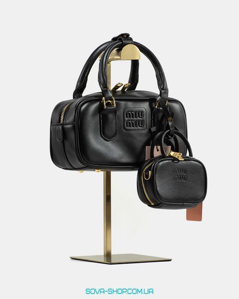 Жіноча сумка (набір) Miu Miu Arcadie Leather Black + Micro Premium фото