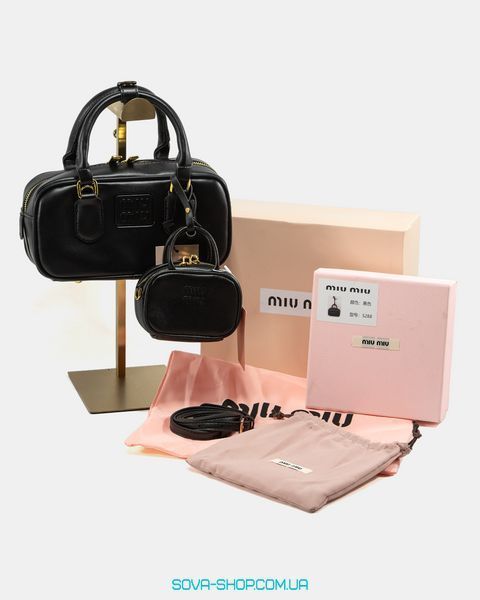 Жіноча сумка (набір) Miu Miu Arcadie Leather Black + Micro Premium фото