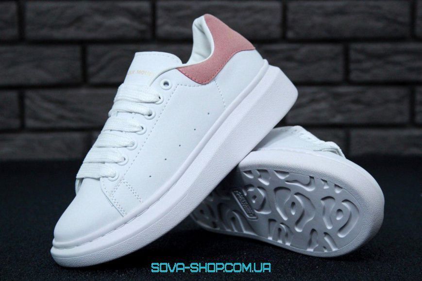 Жіночі кросівки Oversized Sneakers White & Pink Alexander McQueen фото