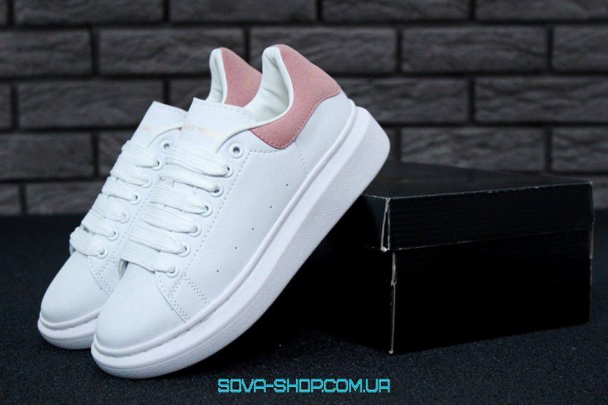 Жіночі кросівки Oversized Sneakers White & Pink Alexander McQueen фото