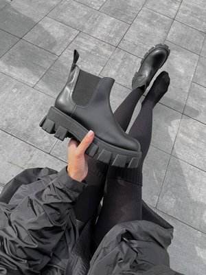 Женские ботинки (натуральная кожа) Prada Monolith brushed leather Chelsea boots PREMIUM фото