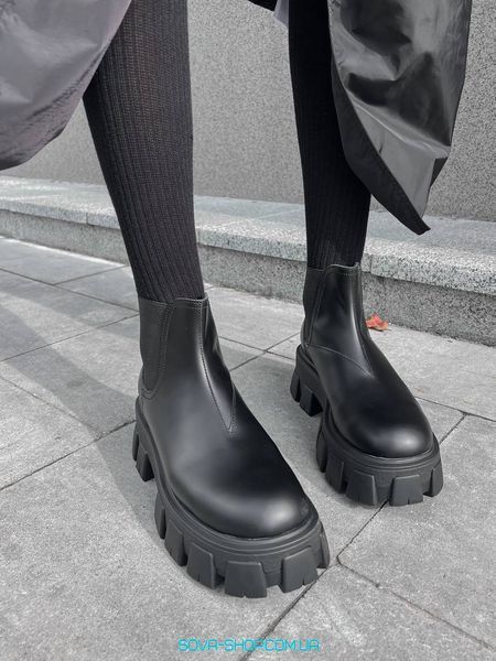 Жіночі ботинки (Натуральна шкіра) Prada Monolith brushed leather Chelsea boots PREMIUM фото