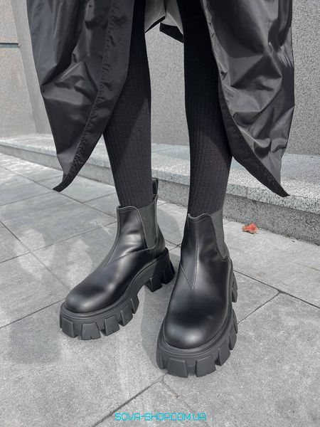 Жіночі ботинки (Натуральна шкіра) Prada Monolith brushed leather Chelsea boots PREMIUM фото