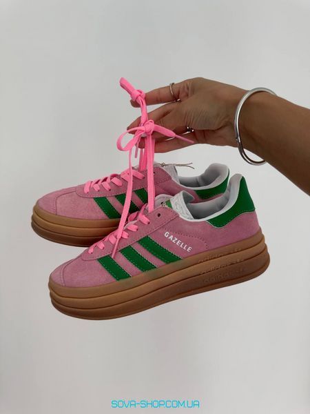 Жіночі кросівки Adidas Gazelle Bold PINK / GREEN фото