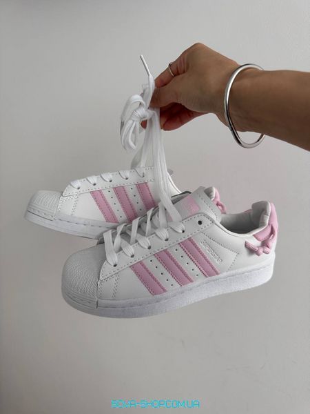 Женские кроссовки Adidas Superstar White Pink KNOTTED ROPE фото
