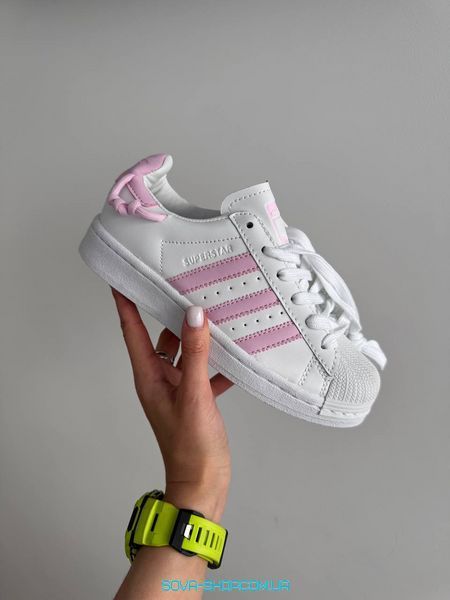 Женские кроссовки Adidas Superstar White Pink KNOTTED ROPE фото