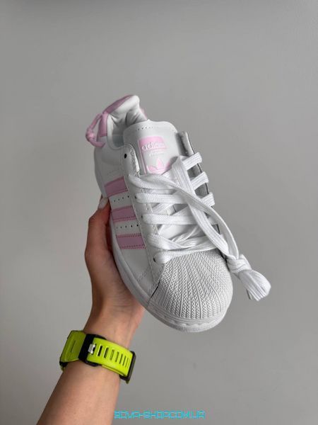 Женские кроссовки Adidas Superstar White Pink KNOTTED ROPE фото