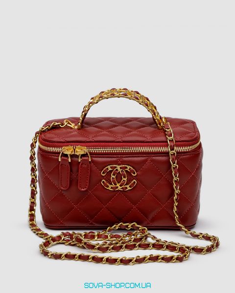 Женская сумка Chanel Classic Burgundy Lambskin Pearl Crush Vanity Bag Gold Premium фото