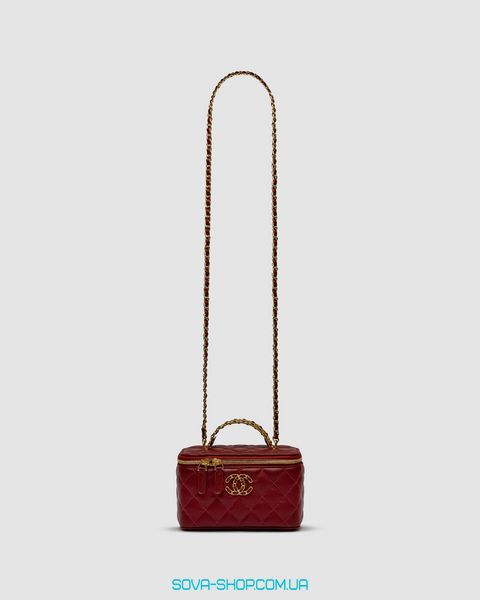 Жіноча сумка Chanel Classic Burgundy Lambskin Pearl Crush Vanity Bag Gold Premium фото