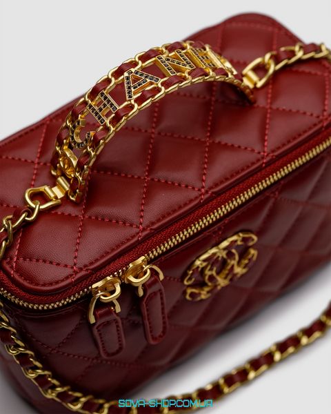 Женская сумка Chanel Classic Burgundy Lambskin Pearl Crush Vanity Bag Gold Premium фото