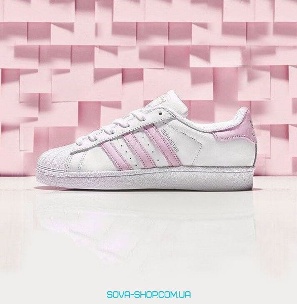 Жіночі кросівки Superstar White/Pink Adidas фото
