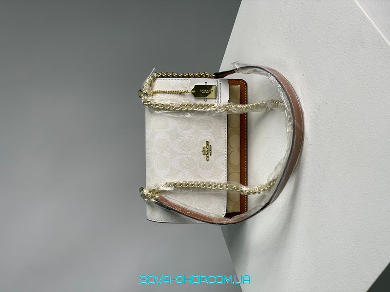 Женская сумка Coach Mini Klare Crossbody in Signature Canvas White Cream Premium фото