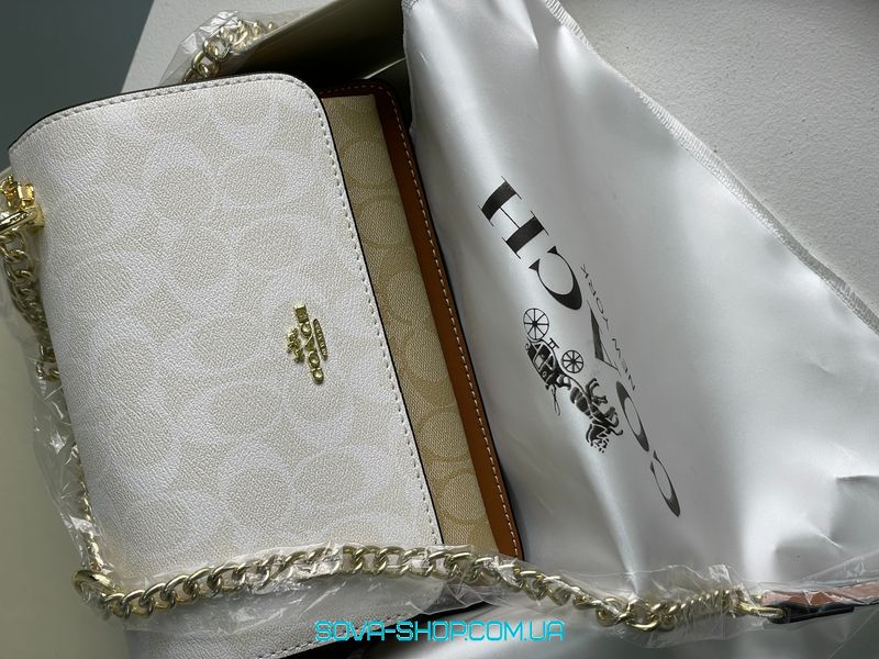 Жіноча сумка Coach Mini Klare Crossbody in Signature Canvas White Cream Premium фото