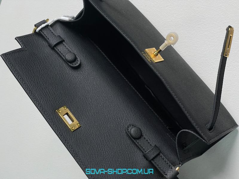 Женская сумка Hermes Kelly Pochette Black/Gold Premium фото