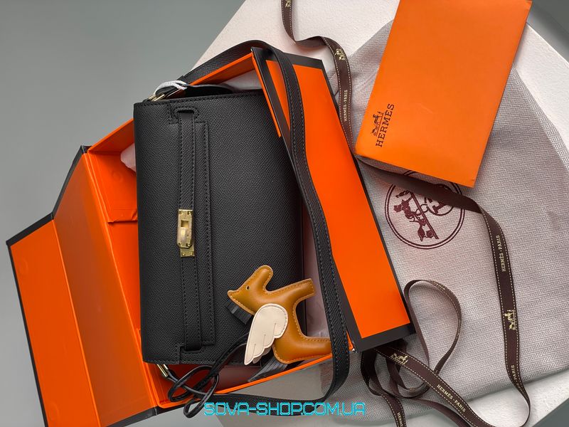 Женская сумка Hermes Kelly Pochette Black/Gold Premium фото