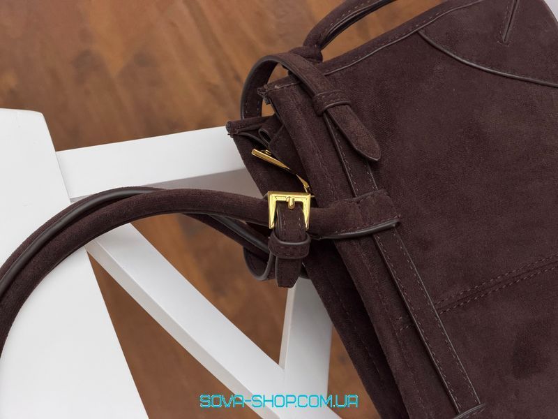 Жіноча сумка Prada Bonnie Medium Suede Handbag Black Chocolate Premium фото