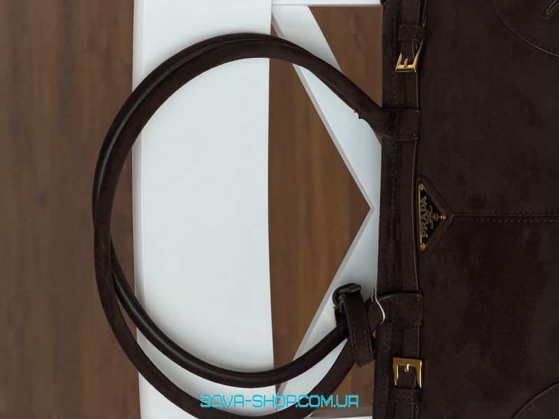 Жіноча сумка Prada Bonnie Medium Suede Handbag Black Chocolate Premium фото