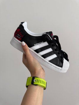 Женские кроссовки Adidas Superstar THE ORIGINALS Black White Red фото