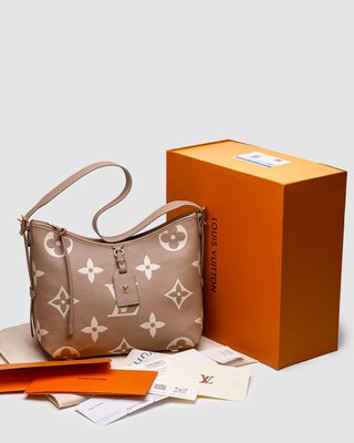 Женская сумка Louis Vuitton CarryAll PM Bicolor Monogram Empreinte Leather Beige Premium фото
