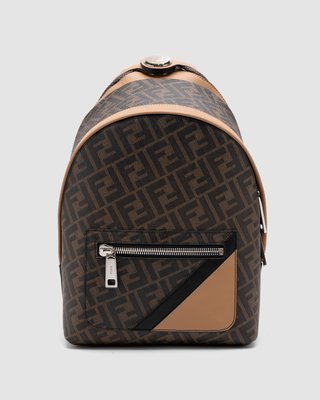 Жіночий рюкзак Fendi Chiodo Small Fendi Diagonal Brown FF Canvas Backpack Premium фото