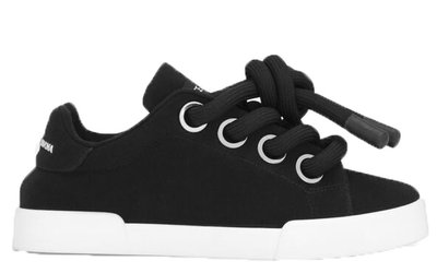 Жіночі кросівки Dolce & Gabbana Fabric Portofino Sneakers In Black фото