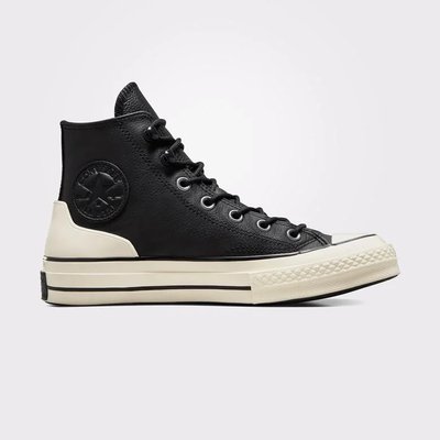 Оригінальні жіночі кросівки Converse Chuck 70 Hi Leather Black/White A05695C фото