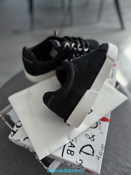 Женские кроссовки Dolce & Gabbana Fabric Portofino Sneakers In Black фото