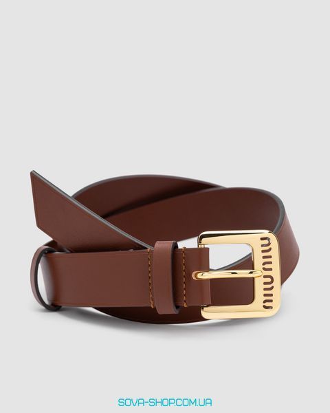 Ремінь Miu Miu Nappa Leather Belt Brown Premium фото