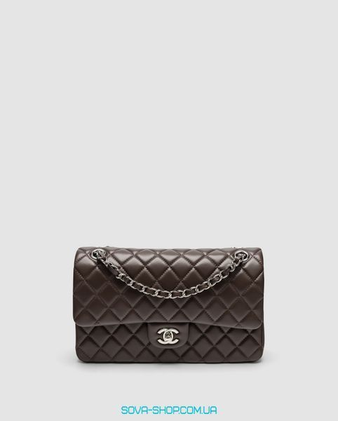 Жіноча сумка Chanel Classic 2.55 Medium Double Flap in Brown/Silver Premium фото