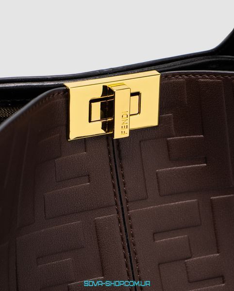 Женская сумка Fendi Brown Leather Large Iconic Essentially Peekaboo Top Handle Premium фото