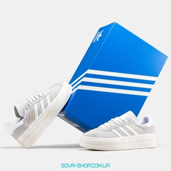 Женские кроссовки Adidas Gazelle Bold Shoes White Grey фото