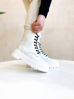 Зимові жіночі ботинки (ТЕРМО) Dr. Martens Jadon White Cream (Premium) фото