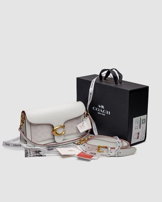 Жіноча сумка Coach Tabby White/Gold Shoulder Bag 26 In Signature Canvas Premium фото