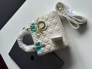 Жіноча сумка Christian Dior Small Lady Dior My ABCDIOR Bag Cream Premium фото