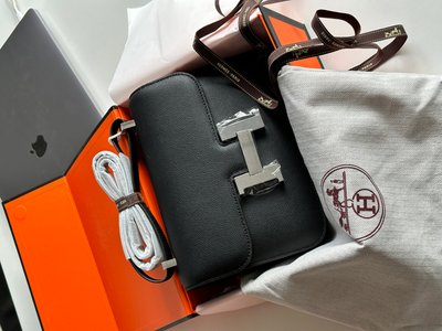 Жіноча сумка Hermes Constance 23 Epsom Calf Black/Silver Premium фото