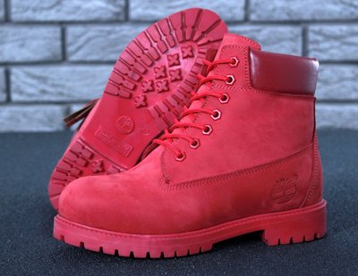 Зимові жіночі ботинки (Вовняне хутро) Timberland CLASSIC PREMIUM NUBUCK WATERPROOF RED фото