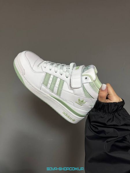 Чоловічі та жіночі кросівки Adidas Forum “WHITE / OLIVE” Fur фото