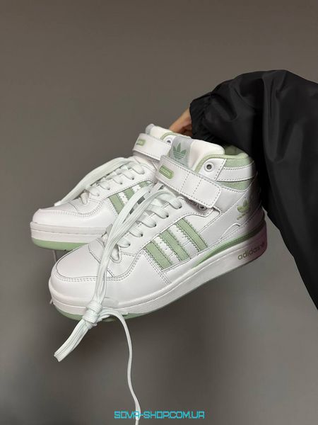 Чоловічі та жіночі кросівки Adidas Forum “WHITE / OLIVE” Fur фото