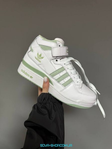 Чоловічі та жіночі кросівки Adidas Forum “WHITE / OLIVE” Fur фото