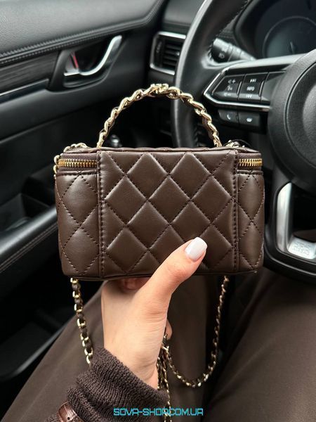 Женская сумка Chanel Classic White Lambskin Pearl Crush Vanity Bag Brown Premium фото