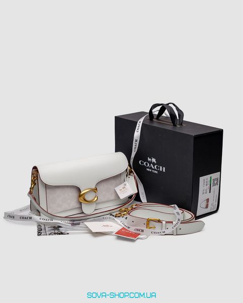 Женская сумка Coach Tabby White/Gold Shoulder Bag 26 In Signature Canvas Premium фото