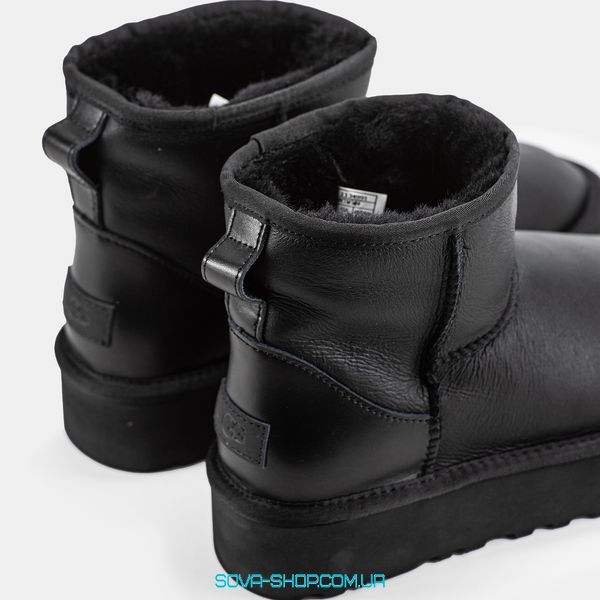 Женские зимние ботинки UGG Mini Platform Leather Black Premium фото