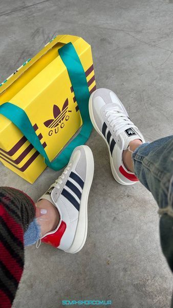 Жіночі кросівки Gucci x Adidas Gazelle White фото